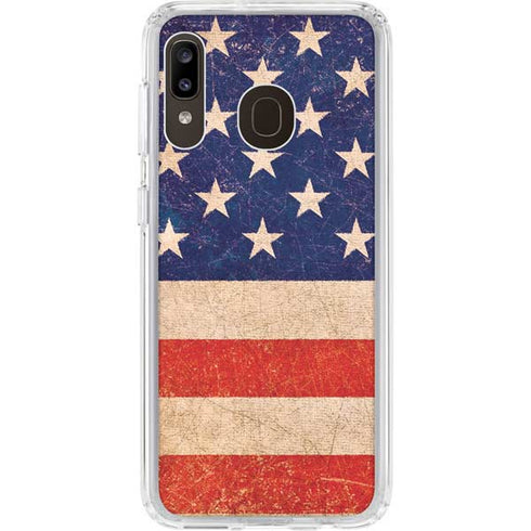 Distressed American Flag Galaxy A20 Clear Case