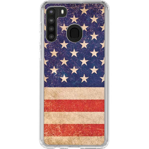 Distressed American Flag Galaxy A21 Clear Case