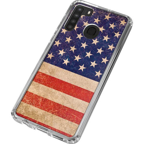 Distressed American Flag Galaxy A21 Clear Case