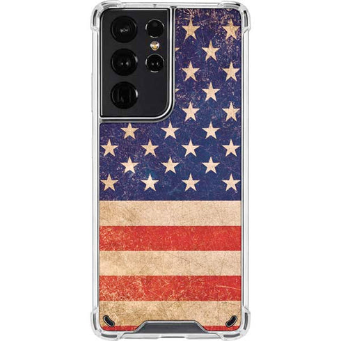 Distressed American Flag Galaxy S21 Ultra 5G Clear Case