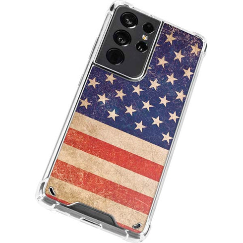 Distressed American Flag Galaxy S21 Ultra 5G Clear Case