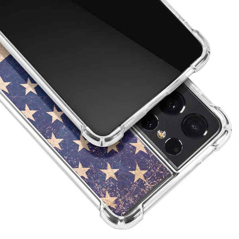 Distressed American Flag Galaxy S21 Ultra 5G Clear Case