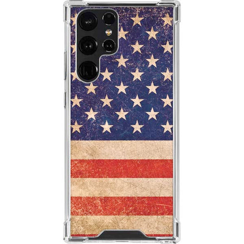 Distressed American Flag Galaxy S22 Ultra Clear Case