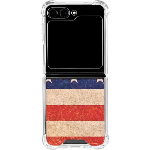 Distressed American Flag Galaxy Z Flip5 5G Clear Case