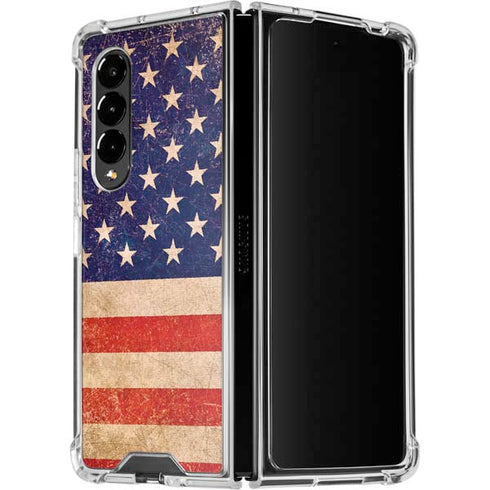 Distressed American Flag Galaxy Z Fold4 5G Clear Case