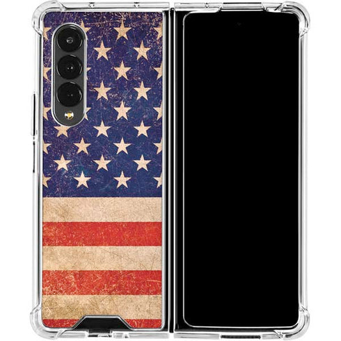 Distressed American Flag Galaxy Z Fold4 5G Clear Case