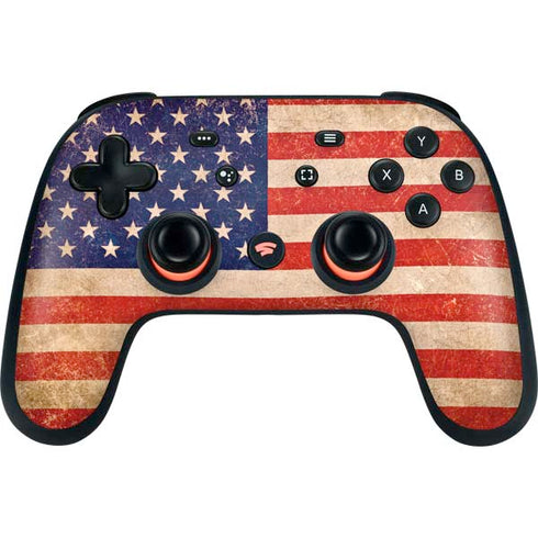 Distressed American Flag Google Stadia Controller Skin