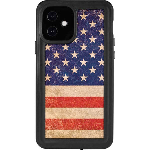 Distressed American Flag iPhone 12 Waterproof Case