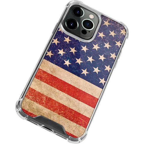 Distressed American Flag iPhone 13 Pro Clear Case