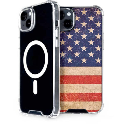 Distressed American Flag iPhone 15 Plus MagSafe Case
