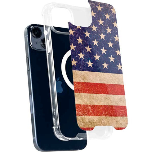 Distressed American Flag iPhone 15 Plus MagSafe Case