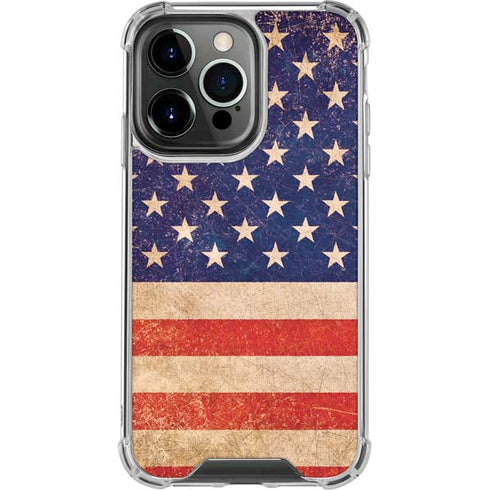 Distressed American Flag iPhone 14 Pro Clear Case