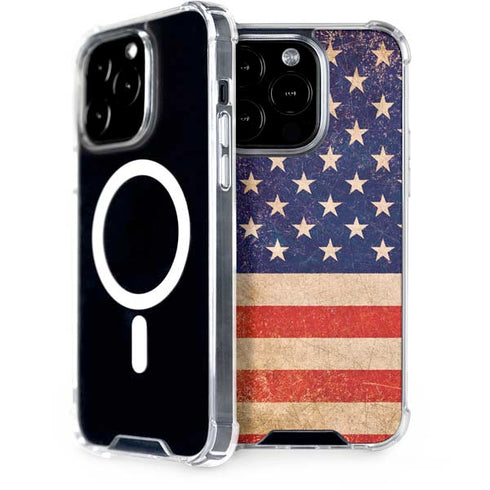 Distressed American Flag iPhone 14 Pro MagSafe Case