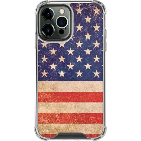 Distressed American Flag iPhone 14 Pro Max Clear Case