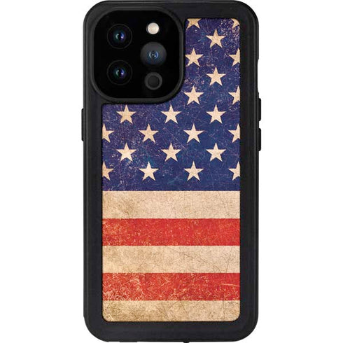 Distressed American Flag iPhone 14 Pro Max Waterproof Case