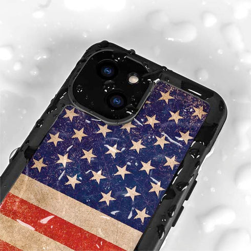 Distressed American Flag iPhone 15 Plus Waterproof Case
