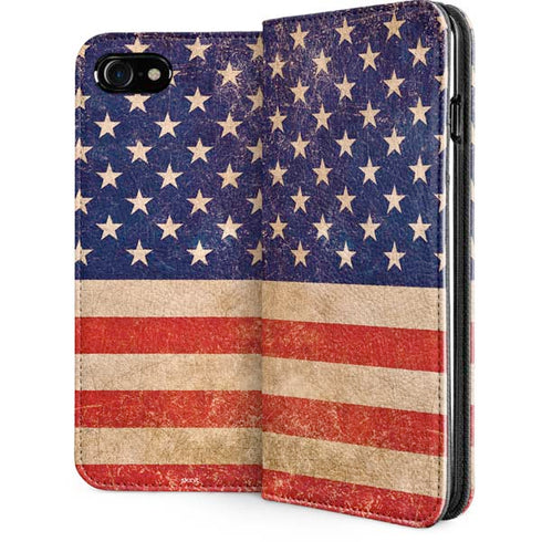 Distressed American Flag iPhone SE (2nd & 3rd Gen) Folio Case