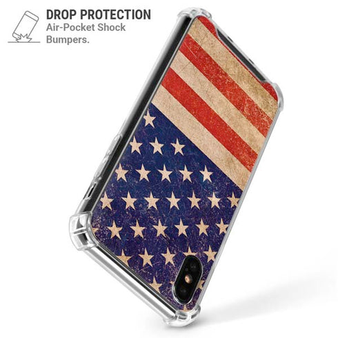 Distressed American Flag iPhone XS Max Clear Case