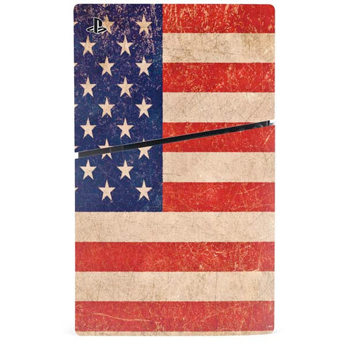 Distressed American Flag PS5 Slim Disk Console Skin