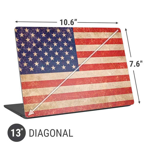 Distressed American Flag Universal Laptop 13in (10.6 x 7.6in) Skin