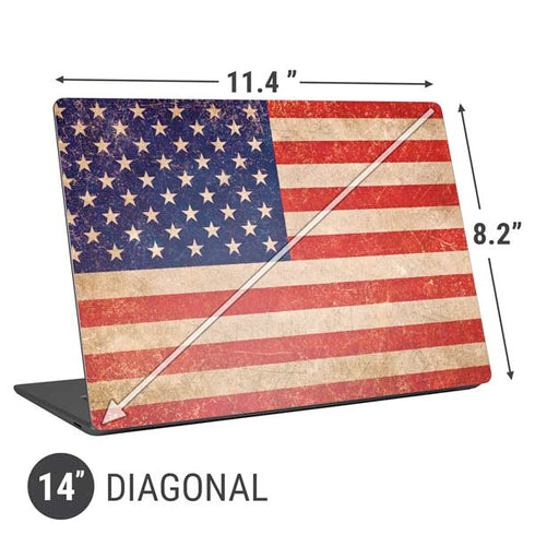 Distressed American Flag Universal Laptop 14in (11.4 x 8.2in) Skin