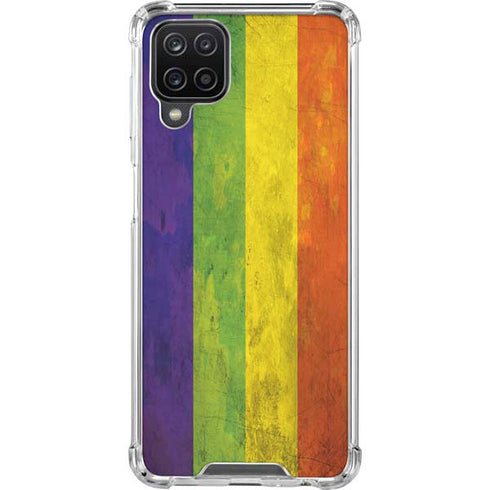 Distressed Rainbow Flag Galaxy A12 Clear Case