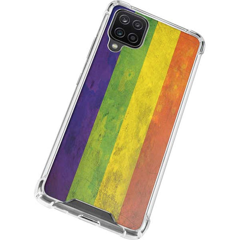 Distressed Rainbow Flag Galaxy A12 Clear Case