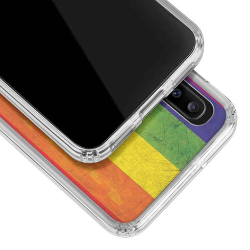Distressed Rainbow Flag Galaxy A30 Clear Case