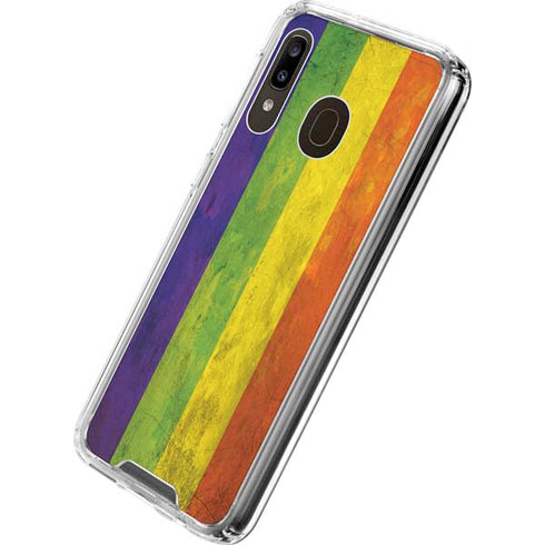 Distressed Rainbow Flag Galaxy A30 Clear Case