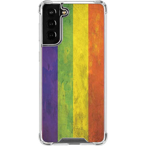 Distressed Rainbow Flag Galaxy S21 FE Clear Case