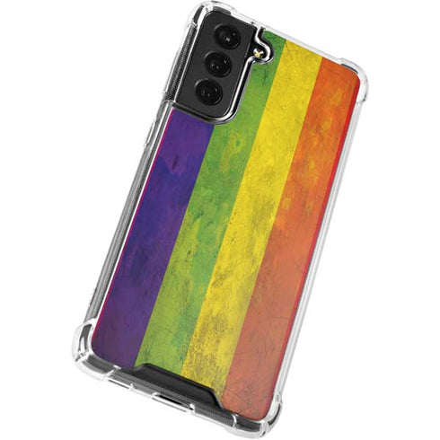 Distressed Rainbow Flag Galaxy S21 FE Clear Case