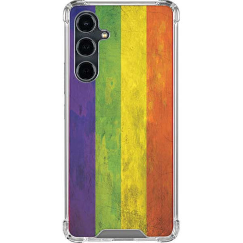 Distressed Rainbow Flag Galaxy S23 FE Clear Case