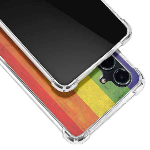 Distressed Rainbow Flag Galaxy S23 FE Clear Case