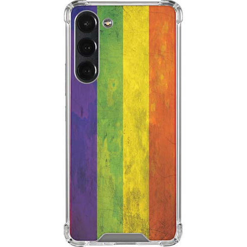 Distressed Rainbow Flag Galaxy S23 Plus Clear Case