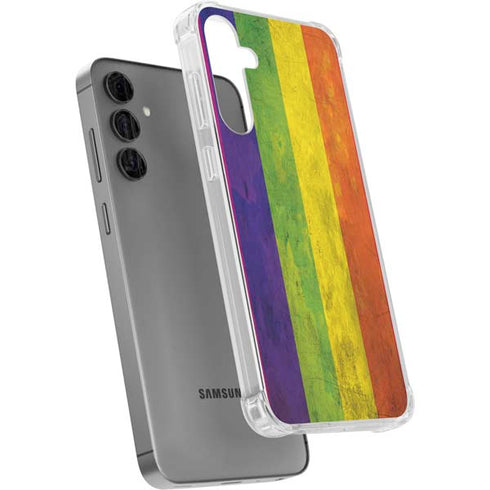 Distressed Rainbow Flag Galaxy S24 Plus Clear Case