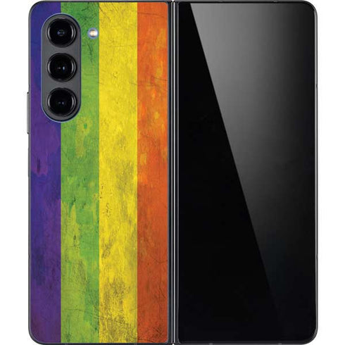 Distressed Rainbow Flag Galaxy Z Fold5 5G Skin
