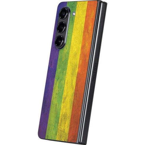 Distressed Rainbow Flag Galaxy Z Fold5 5G Skin