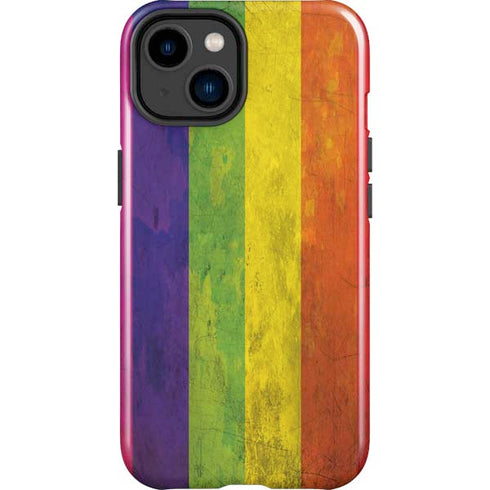 Distressed Rainbow Flag iPhone 15 Plus Impact Case