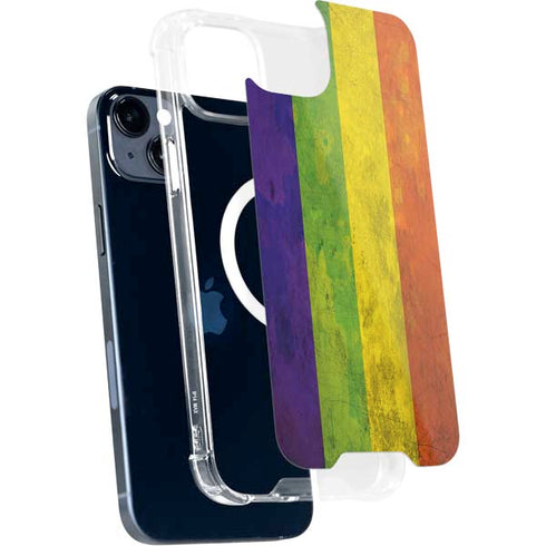 Distressed Rainbow Flag iPhone 15 Plus MagSafe Case