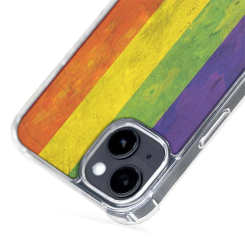 Distressed Rainbow Flag iPhone 15 Plus MagSafe Case