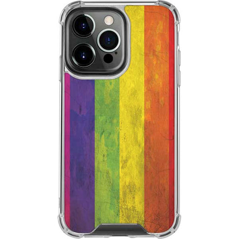 Distressed Rainbow Flag iPhone 15 Pro Clear Case