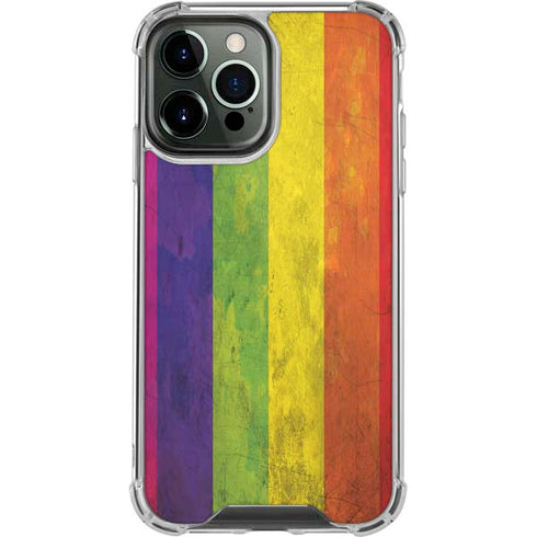 Distressed Rainbow Flag iPhone 14 Pro Max Clear Case