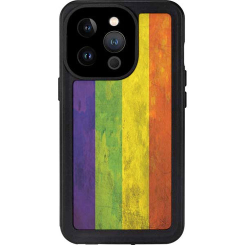 Distressed Rainbow Flag iPhone 14 Pro Waterproof Case