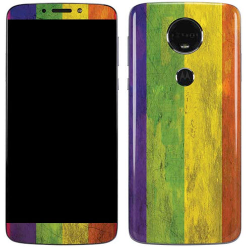 Distressed Rainbow Flag Moto E5 Plus Skin