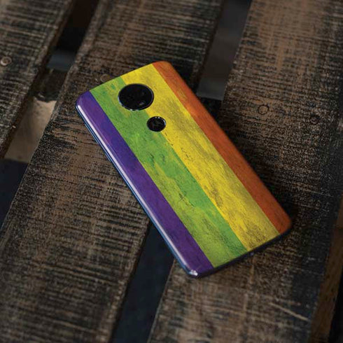 Distressed Rainbow Flag Moto E5 Plus Skin