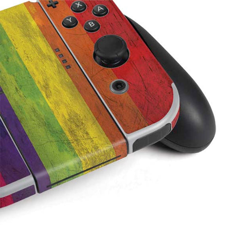 Distressed Rainbow Flag Nintendo Switch OLED (2021) Skin
