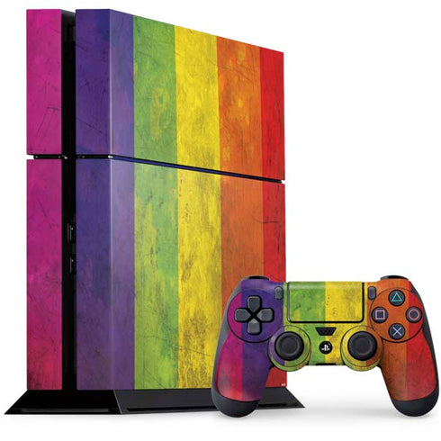 Distressed Rainbow Flag PS4 Console and Controller Bundle Skin