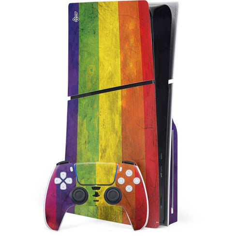 Distressed Rainbow Flag PS5 Slim Disk Bundle Skin