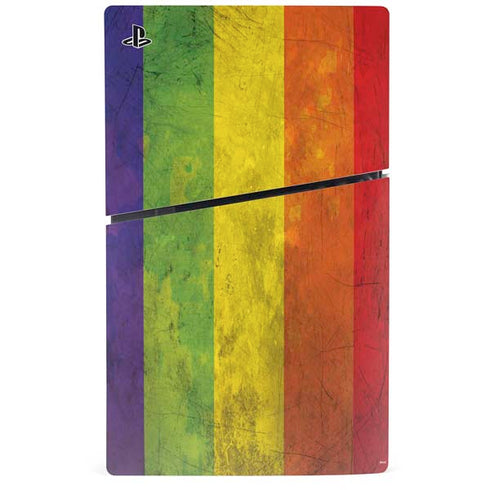 Distressed Rainbow Flag PS5 Slim Digital Edition Bundle Skin