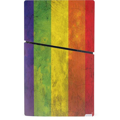 Distressed Rainbow Flag PS5 Slim Digital Edition Bundle Skin